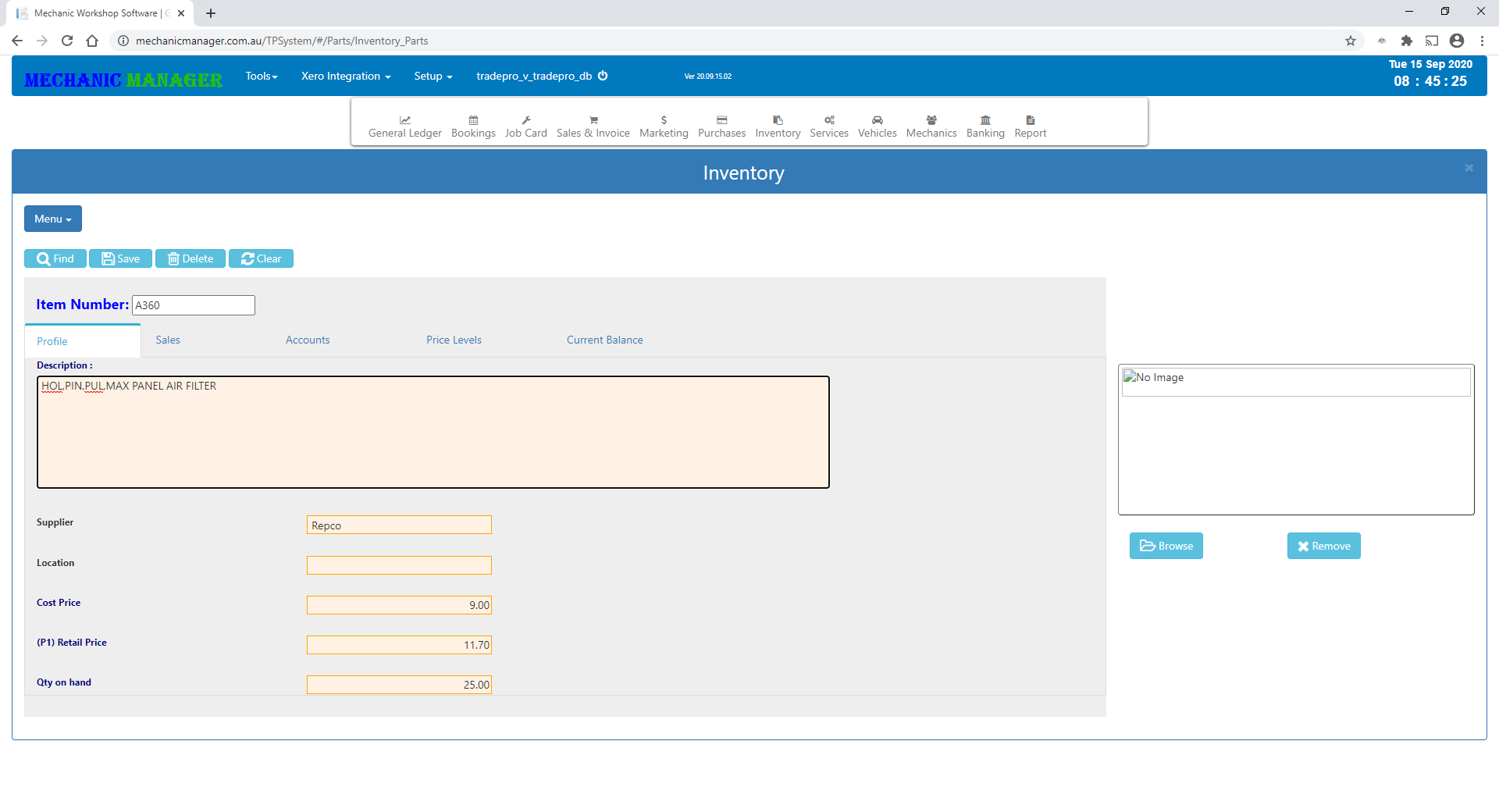 Parts inventory with supplier ordering